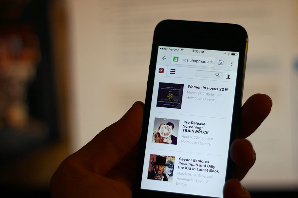 Chapman Magazine blog on an iPhone